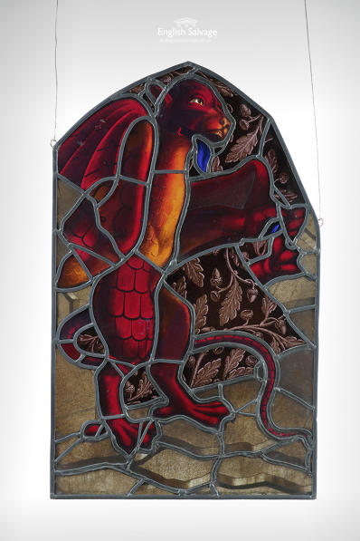  Mythical beast stained glass panel