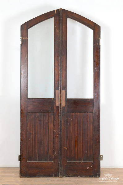 (SetF5) Pine glazed double arched doors