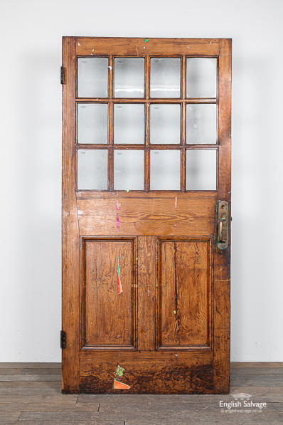 (SetH4) Old pitch pine glazed interior door