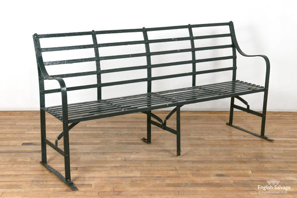 19C wrought iron strap bench