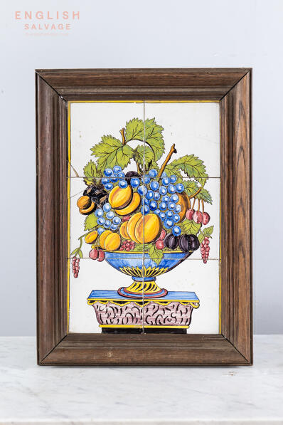 19th Century Dutch fruit bowl tile panel