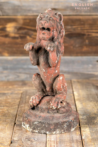 19thC cast iron rearing lion ornament finial