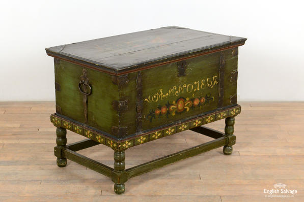 19thC Scandinavian painted box on stand