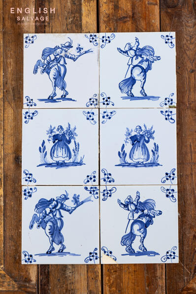 20th Century blue and white Dutch Delft tiles