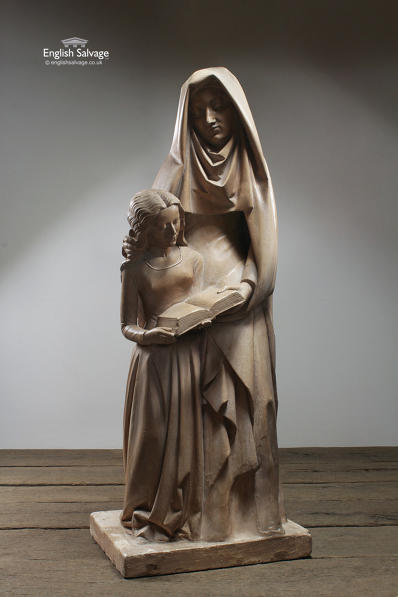 Woman & Child Reading Plaster Statue