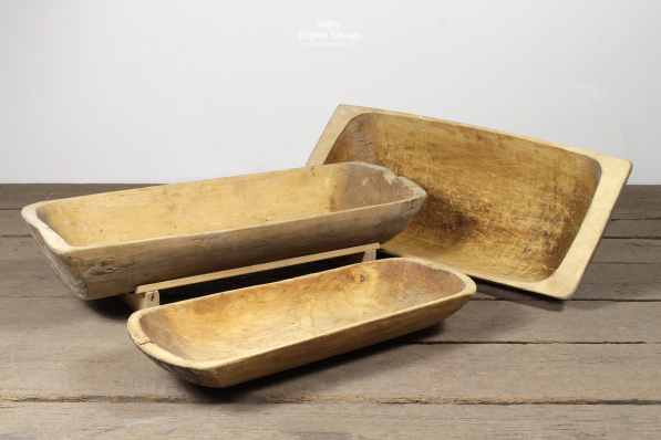 Vintage Wooden Rustic Dough Trough Bowl, Wooden Bread Bowls