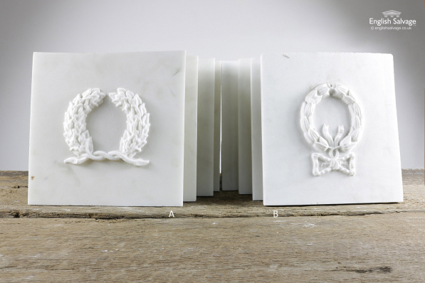 Reclaimed Marble Carved Wreath Plaques