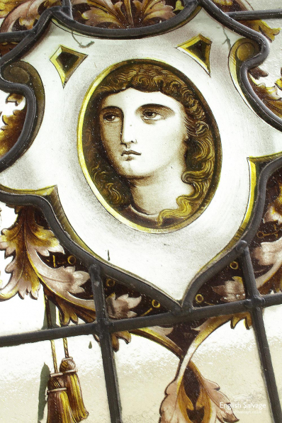Lady Portrait Acanthus Leaf Stained Glass