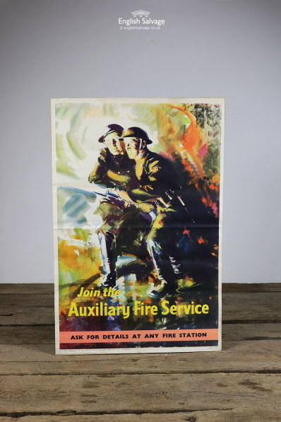 Vintage Auxiliary Fire Service Poster