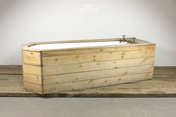 Cast Iron Bath with Planked Pine Surround