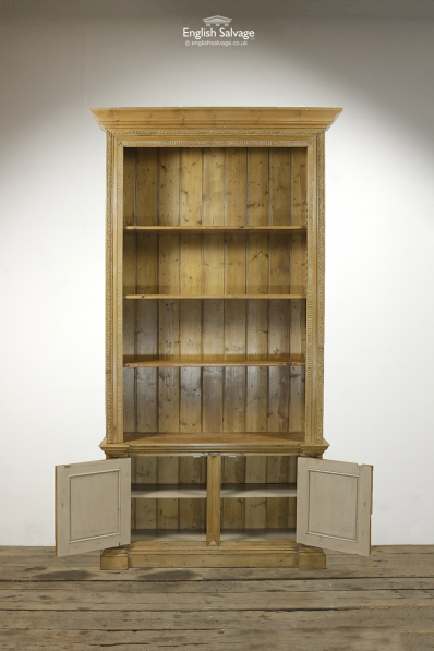 Pine Carved 2 Section Bookcase