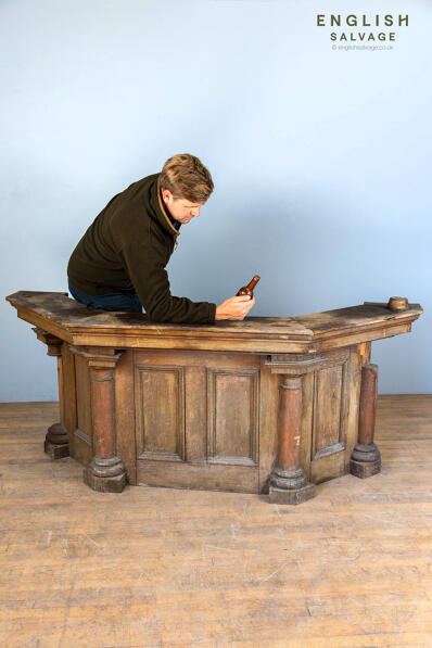 An old oak bar or counter