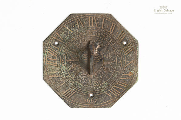 Antique bronze octagonal sundial plate