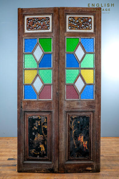 Antique Chinese stained glass doors/shutters