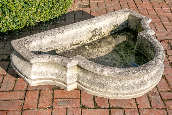 Antique composition stone fountain basin