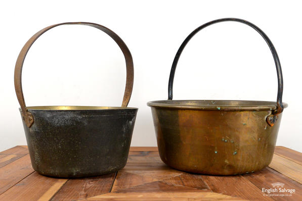 Antique copper jam pots