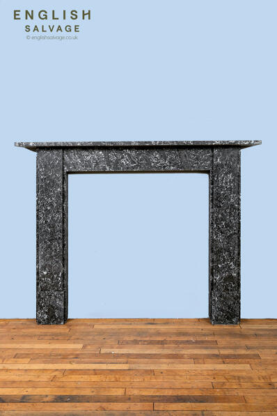 Antique fossil black marble fire surround