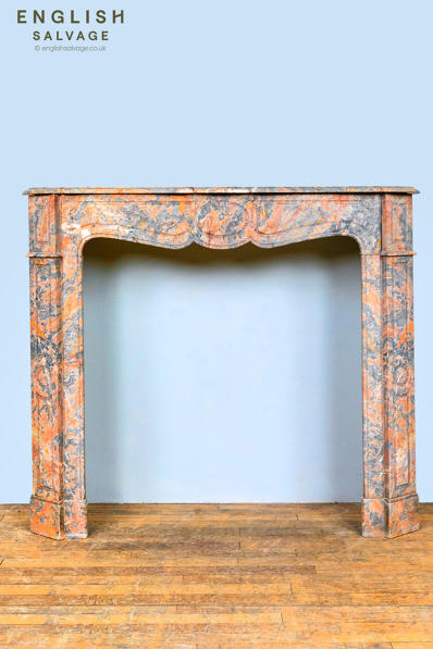 Antique French Pompadour marble fire surround