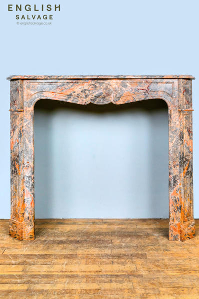 Antique French Pompadour marble fire surround
