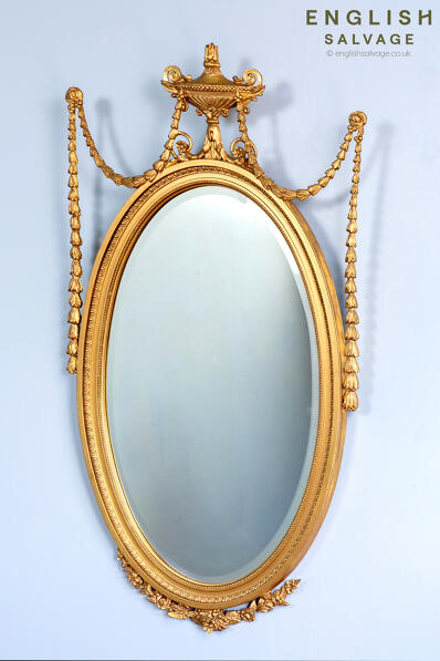 Antique George III style oval mirror