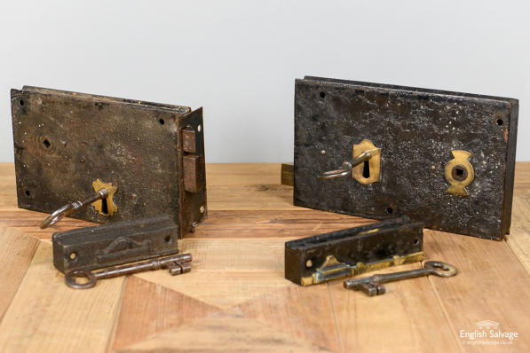 Antique iron and brass locks with keys