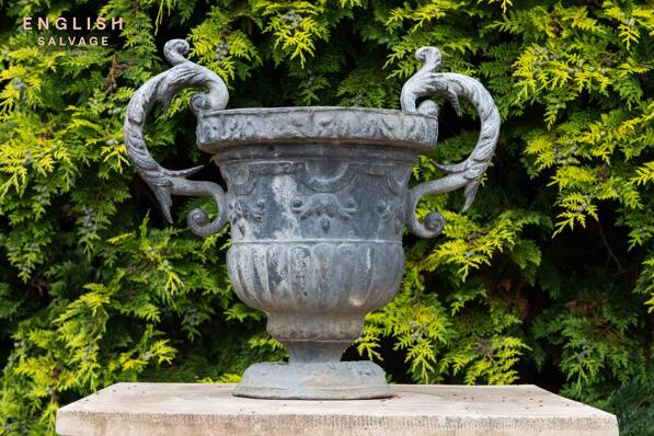 Antique lead handled urn