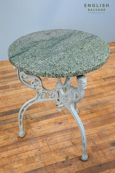 Antique marbled topped cast iron table