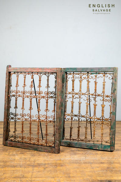 Antique Moroccan cast windows with grilles