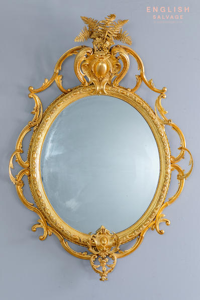 Antique oval gilt mirror