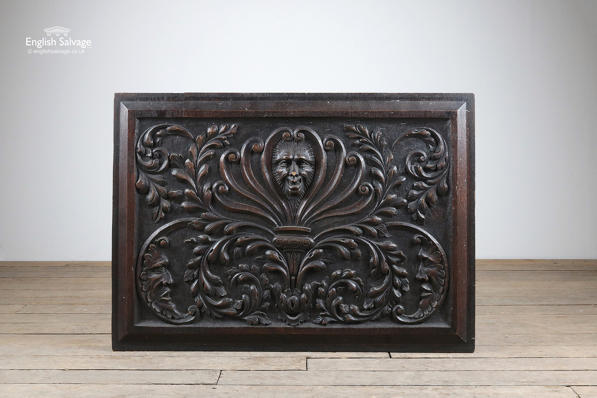 Antique relief carved oak panel