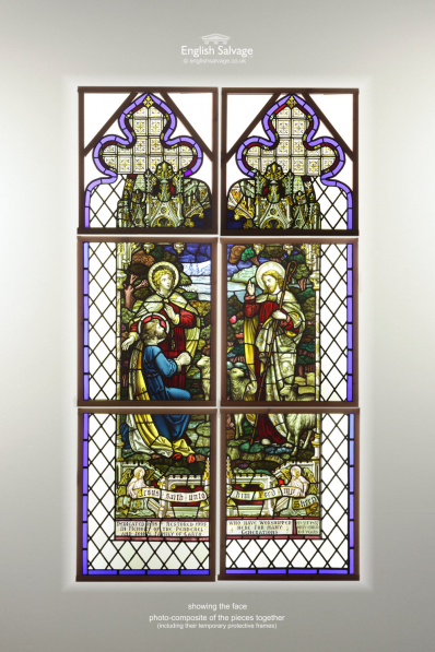 Antique Religious Stained Glass Leaded Window