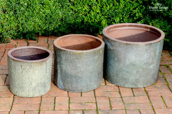 Blue / grey heavy duty terracotta pots