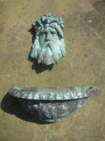 Bronze River God and Bowl Wall Fountain 