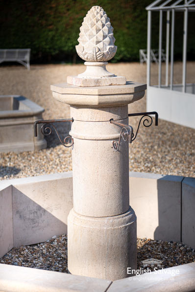 Carved sandstone fountain and surround