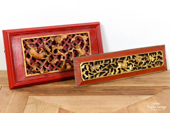 Carved wooden Chinese wall plaques