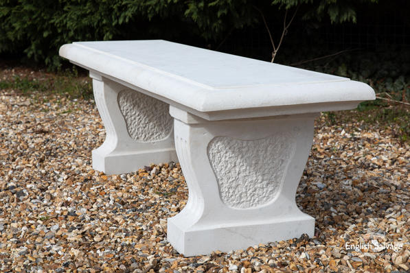 Classical style white stone bench