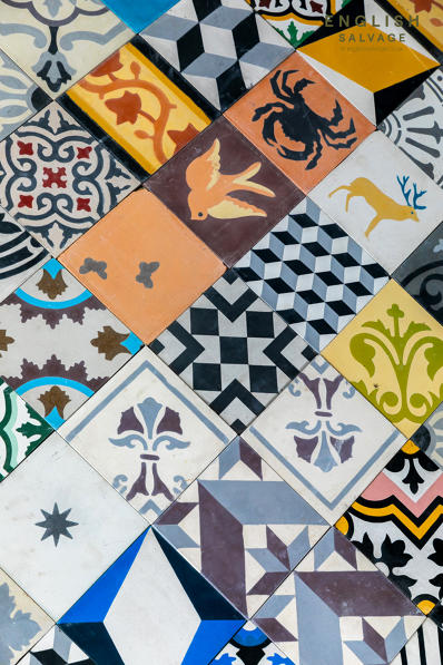 Colourful decorative cement tiles