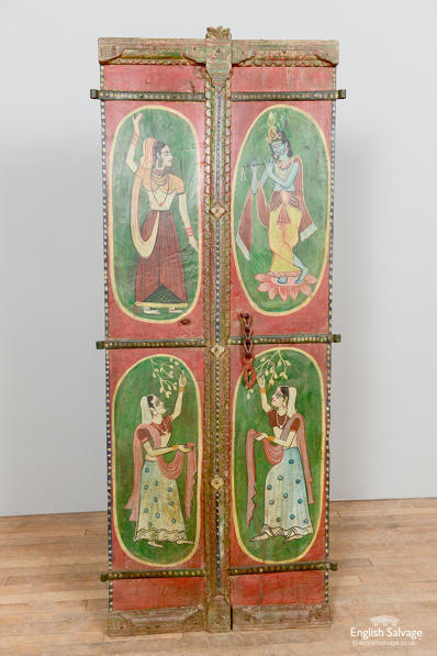 Colourful Indian hand painted pair of doors  
