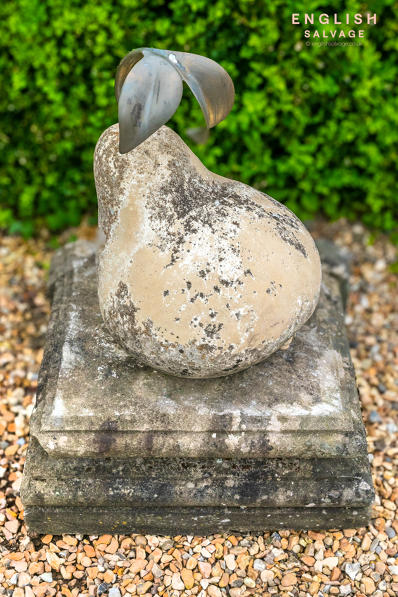 Composition stone garden pear ornament