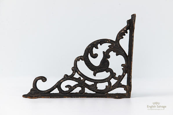 Decorative peafowl motif cast iron brackets