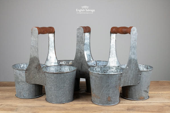 Double galvanised planters with handles