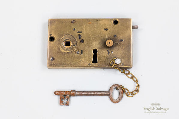 Early 19th century brass lock with key