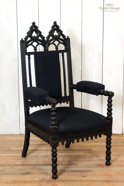 Ebonised Gothic Victorian chair