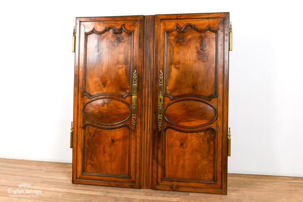 French antique chestnut double cupboard doors
