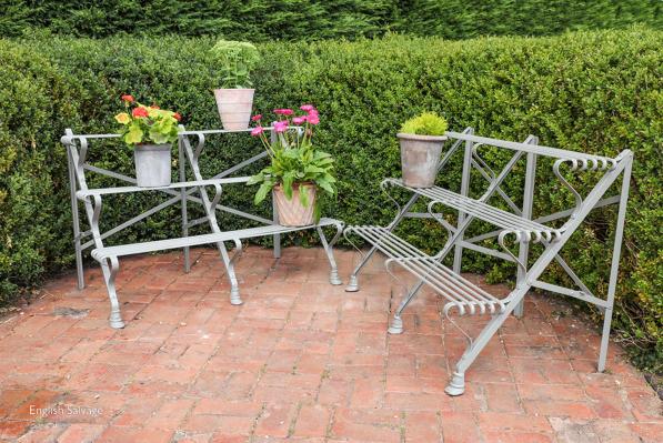 French grey galvanised folding plant stand