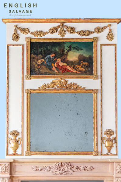 French parcel gilt trumeau mirror