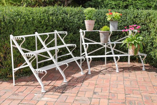 French white galvanised folding plant stands