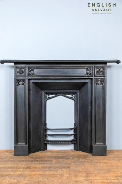 Gothic style cast iron surround and insert