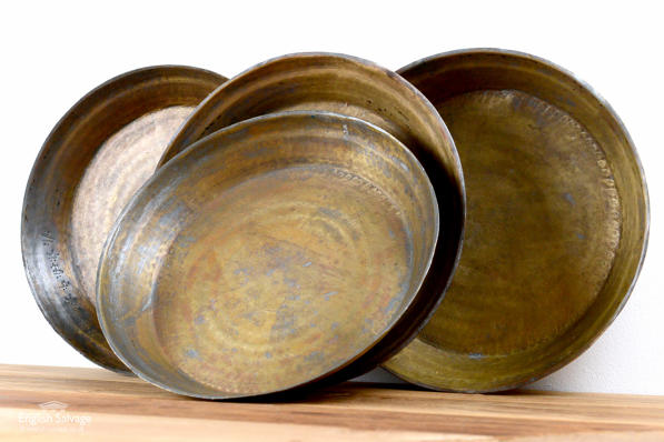 Hammered brass plates shallow bowls dishes