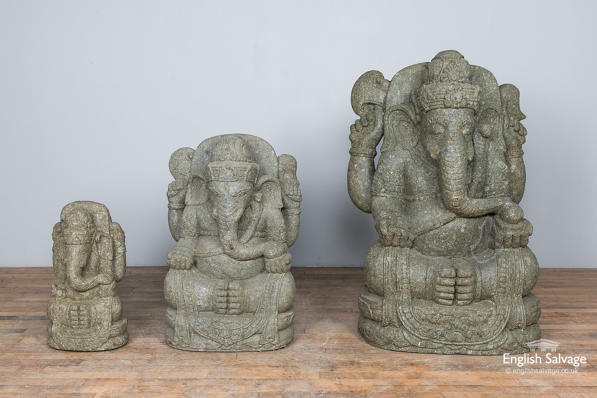 Hand-carved basanite Ganesh figures